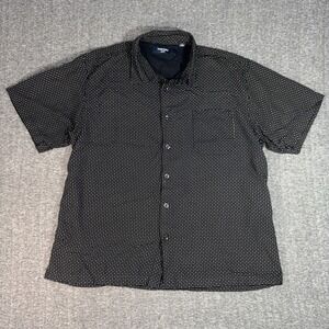 Toscano Silk Shirt Mens XL Black Geometric Short Sleeve Button Up Men's